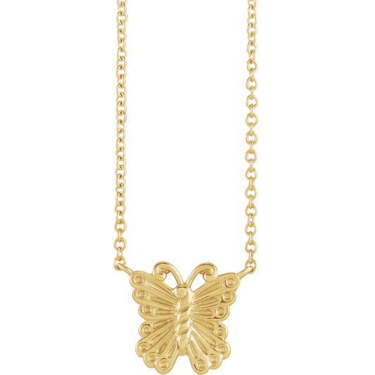 14K Yellow Gold Butterfly Necklace