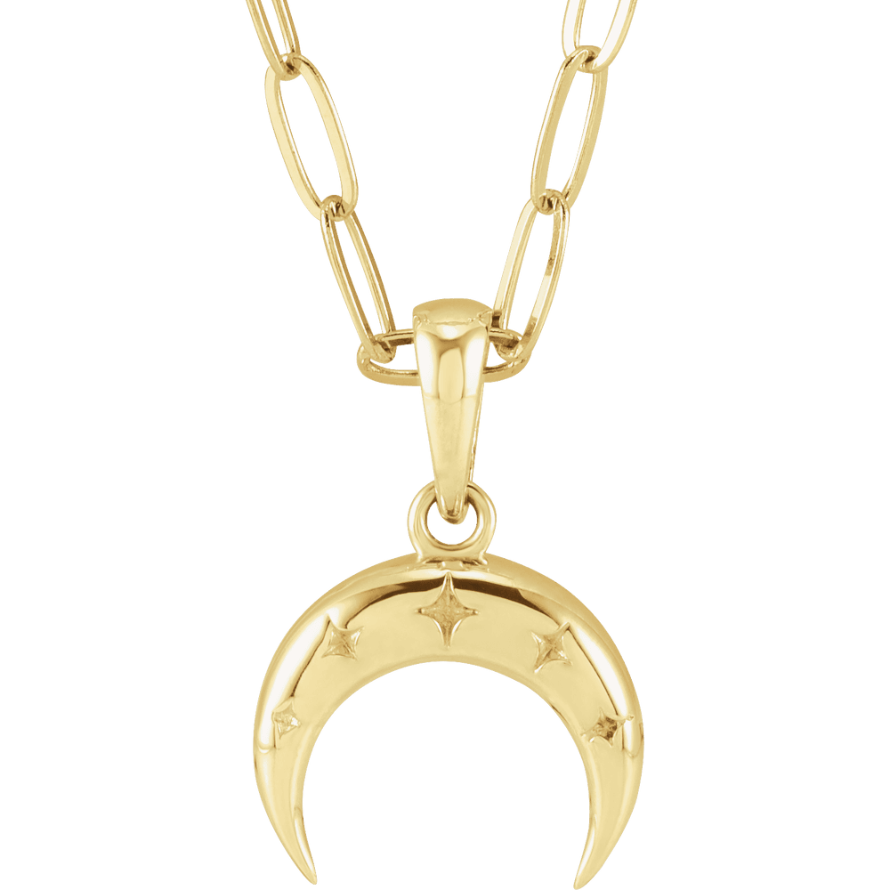 14K Yellow Gold Crescent Moon Necklace