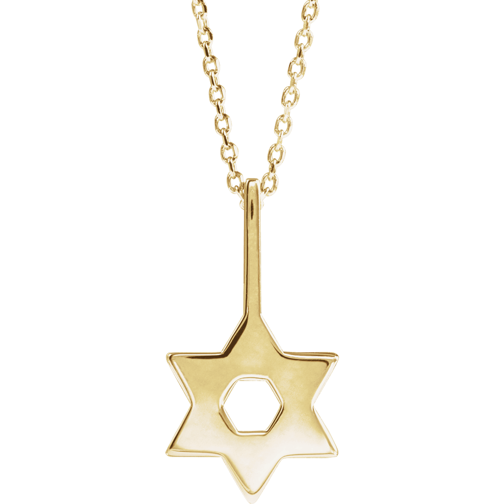 14K Yellow Gold Star of David Necklace