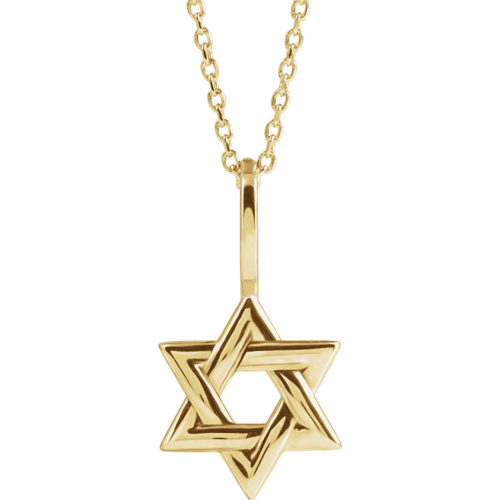 14K Yellow Gold Star of David Necklace