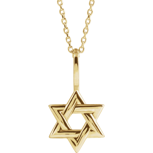 14K Yellow Gold Star of David Necklace