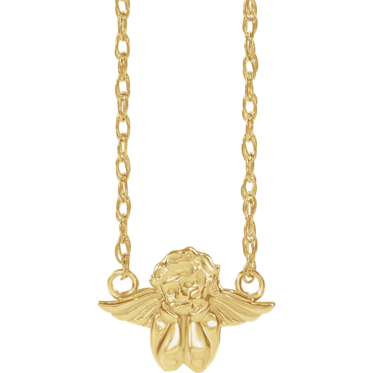 14K Yellow Gold Cherub Necklace