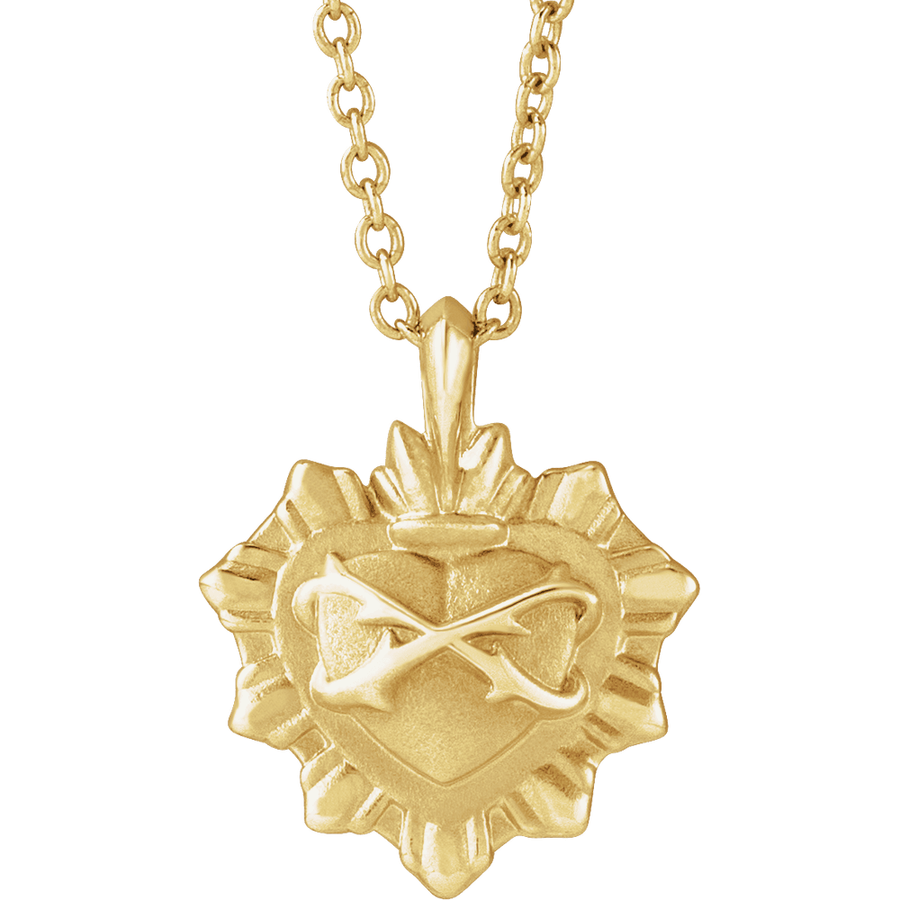 14K Yellow Gold Sacred Heart Necklace