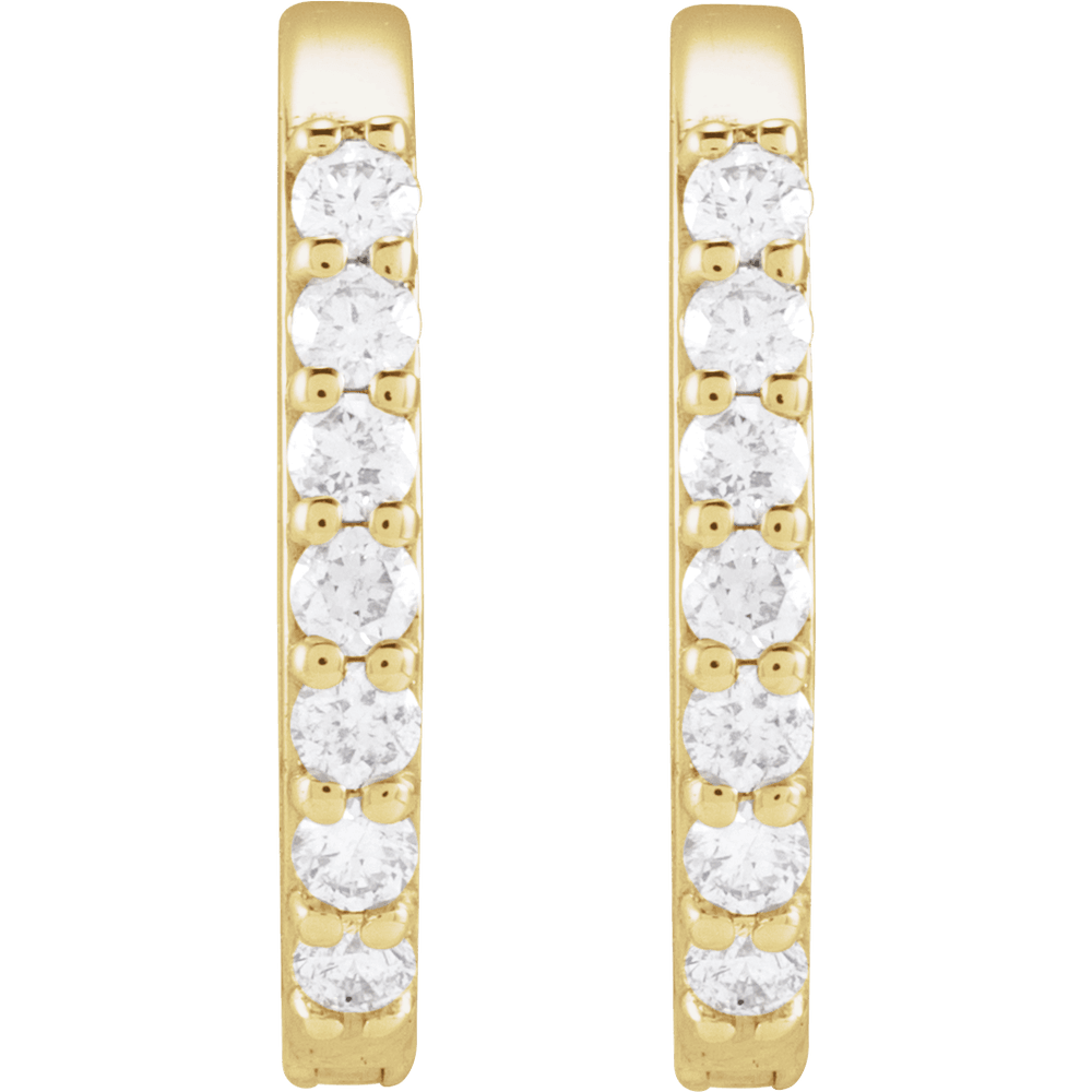 14K Yellow Gold 1/8 CTW Natural Diamond 12 mm Hoop Earrings