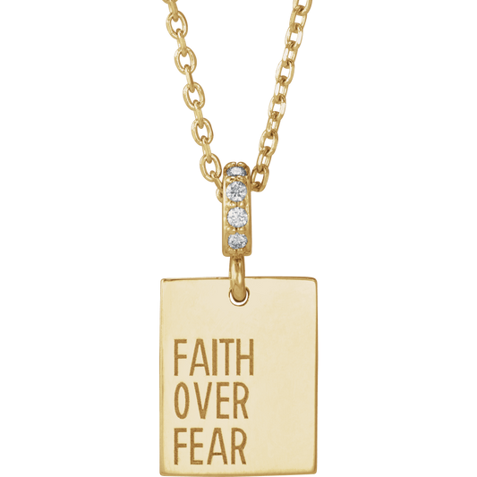 14K Yellow Gold .02 CTW Diamond Faith Over Fear Necklace