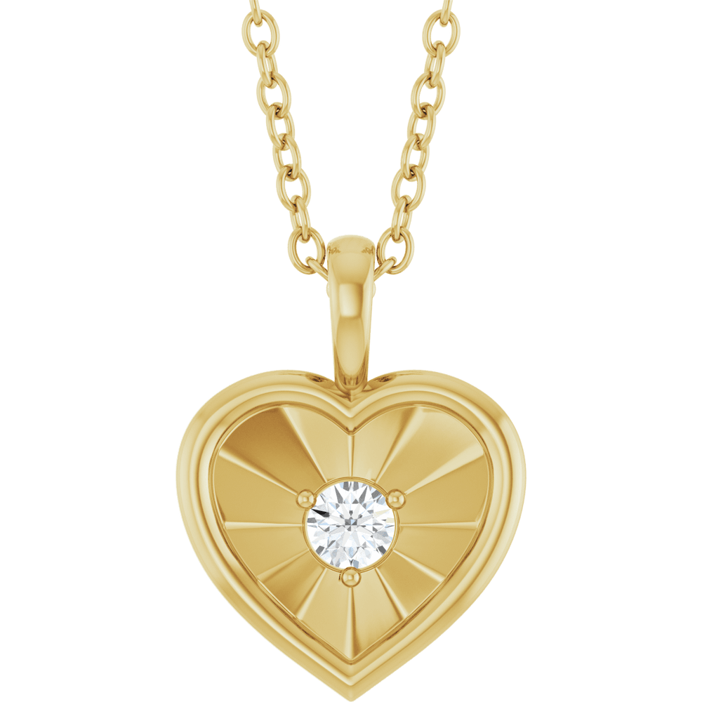 14K Yellow Gold 1/10 CT Diamond Heart Necklace