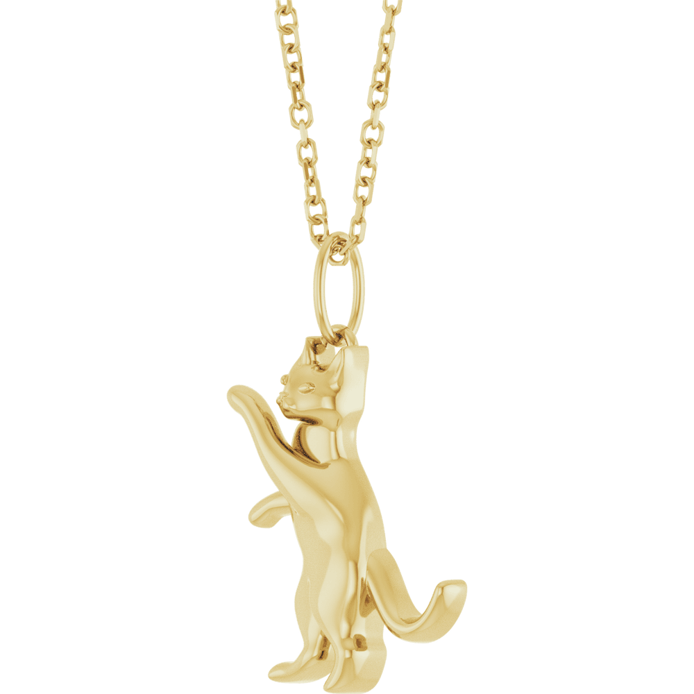 14K Yellow Gold Cat Necklace