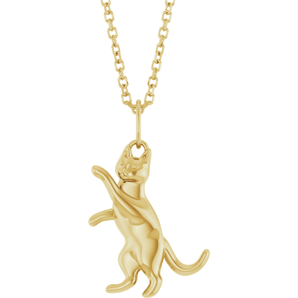 14K Yellow Gold Cat Necklace