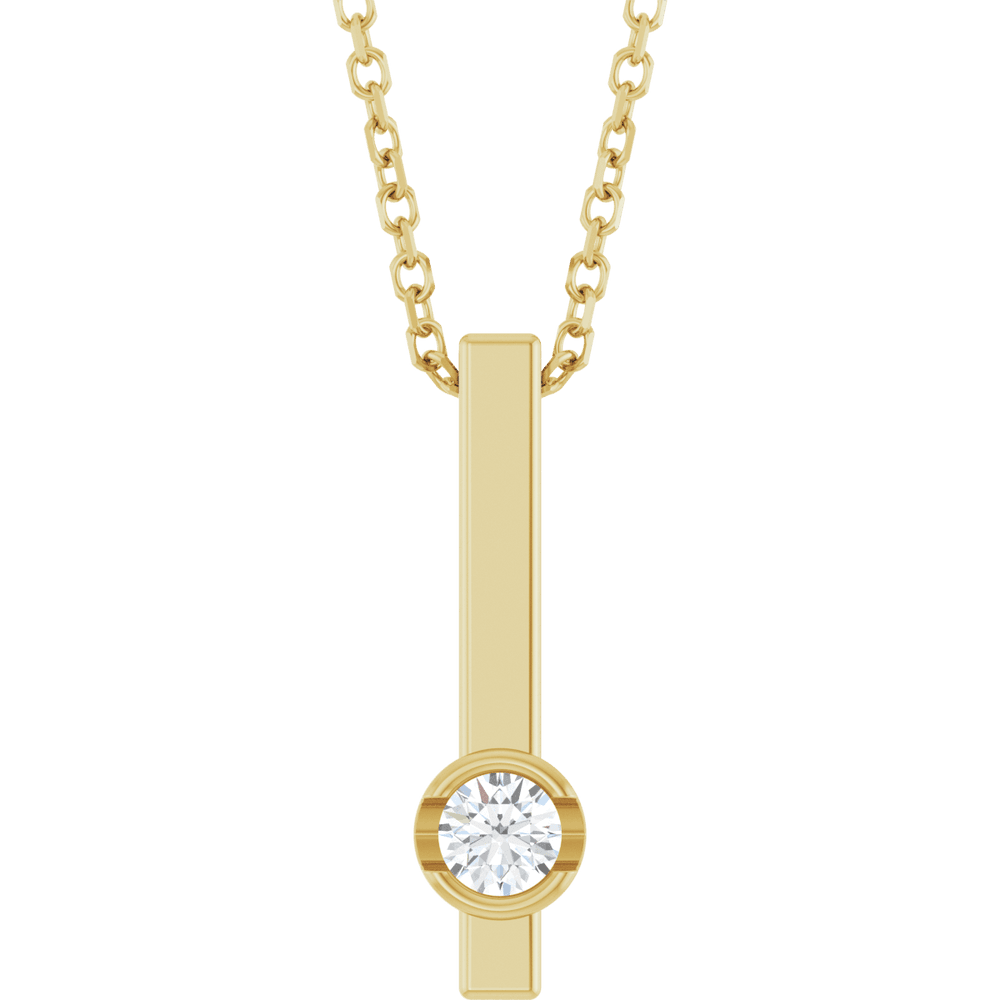 14K Yellow Gold 1/10 Diamond Bar Necklace