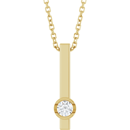 14K Yellow Gold 1/10 Diamond Bar Necklace