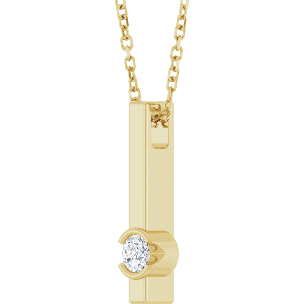 14K Yellow Gold 1/10 Diamond Bar Necklace