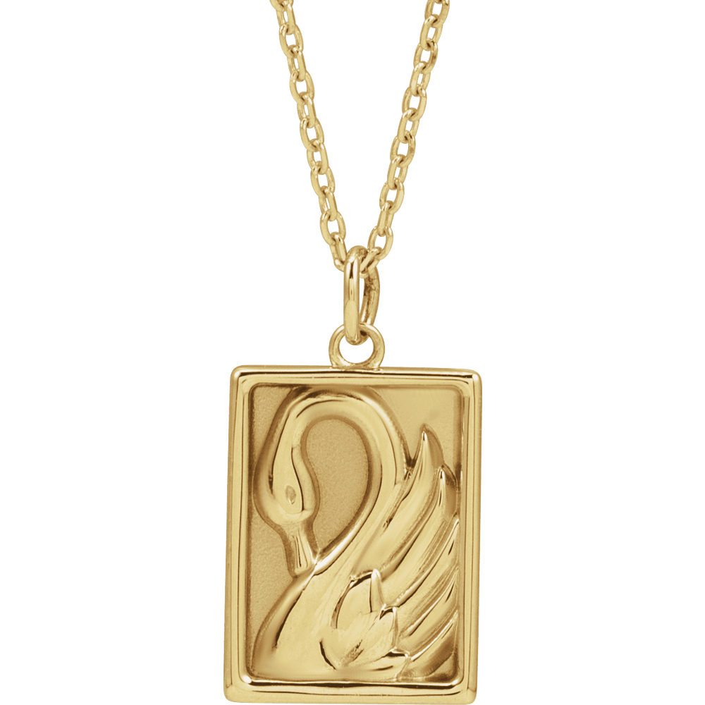 14K Yellow Gold Swan Necklace