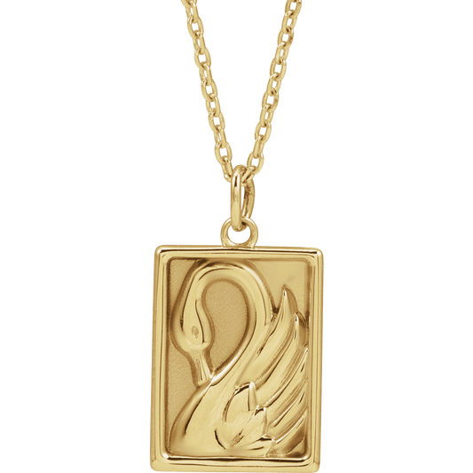 14K Yellow Gold Swan Necklace