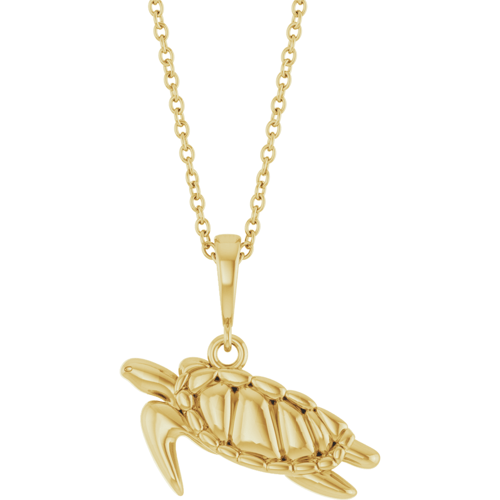 14K Yellow Gold Sea Turtle Necklace