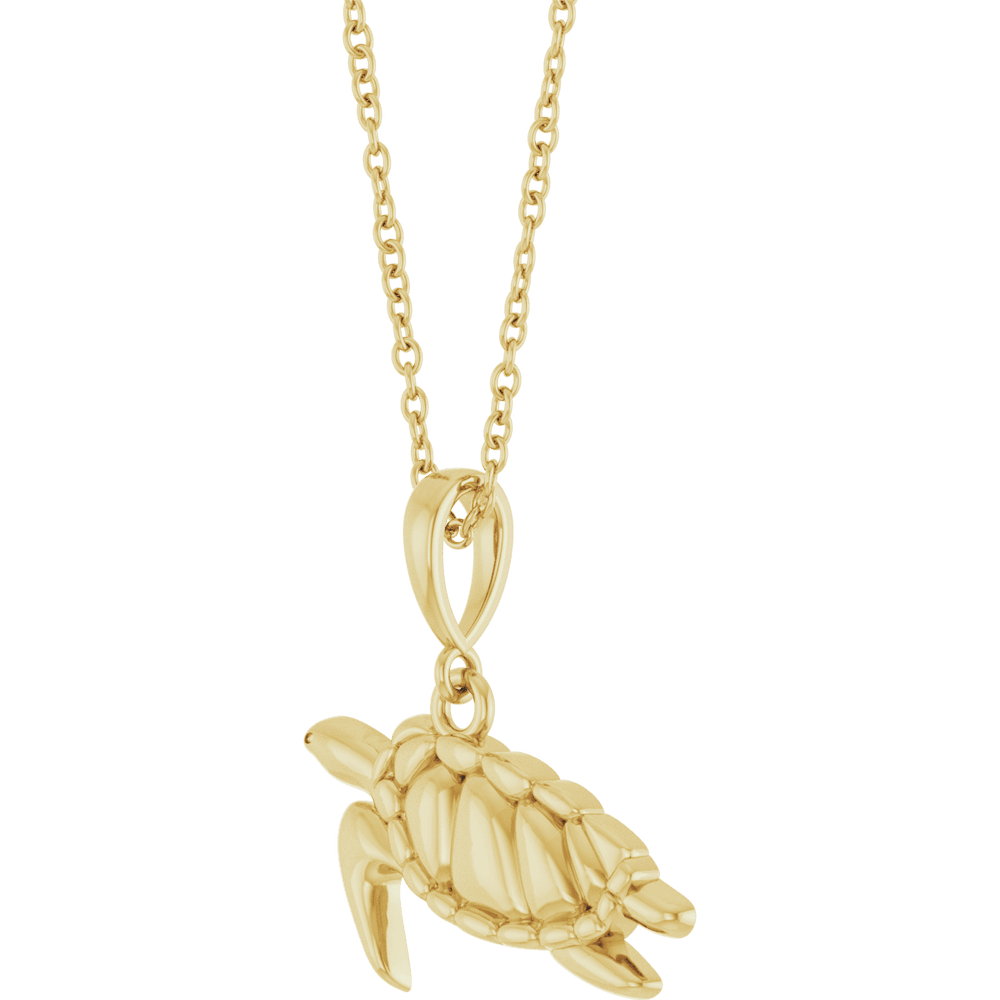 14K Yellow Gold Sea Turtle Necklace