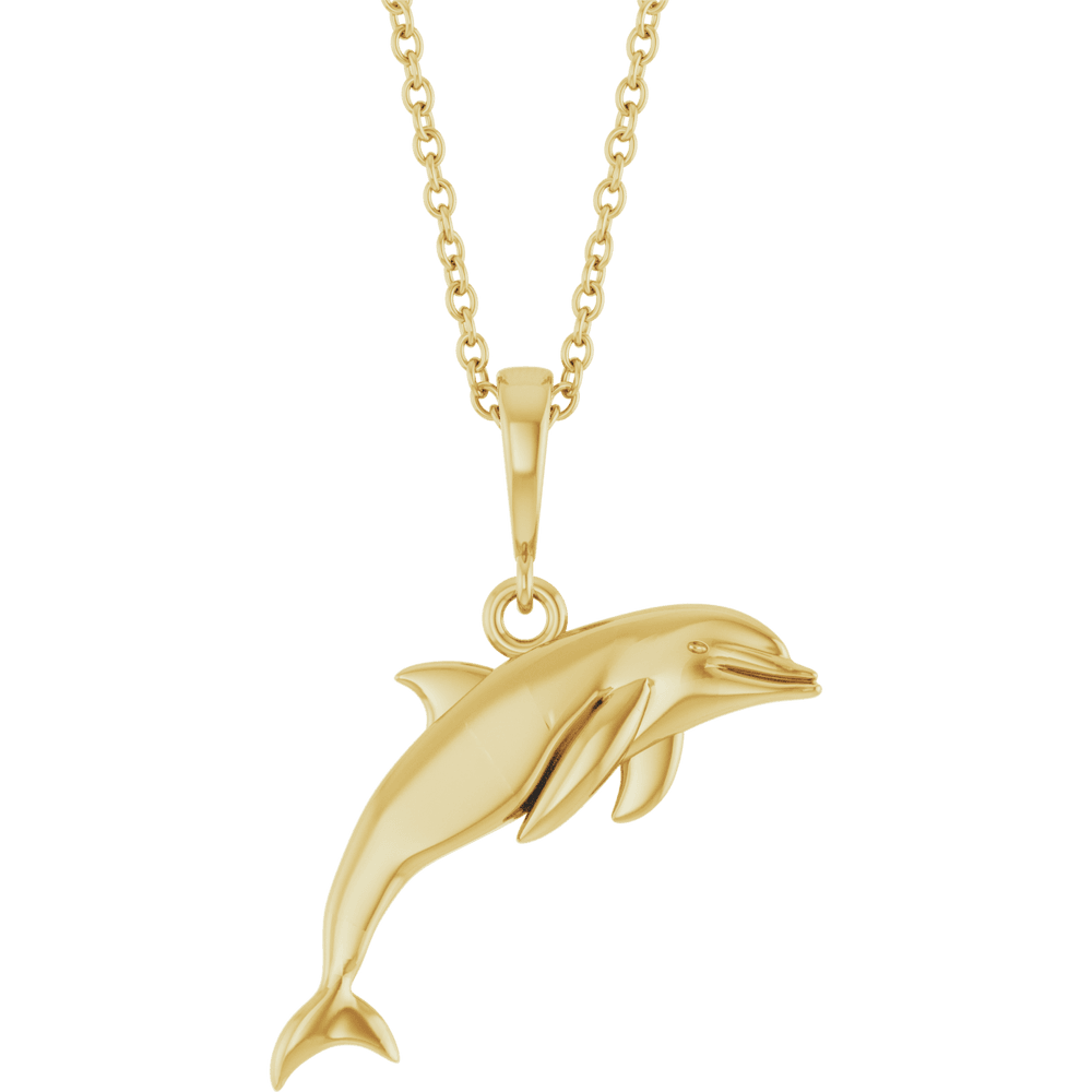 14K Yellow Gold Dolphin Necklace