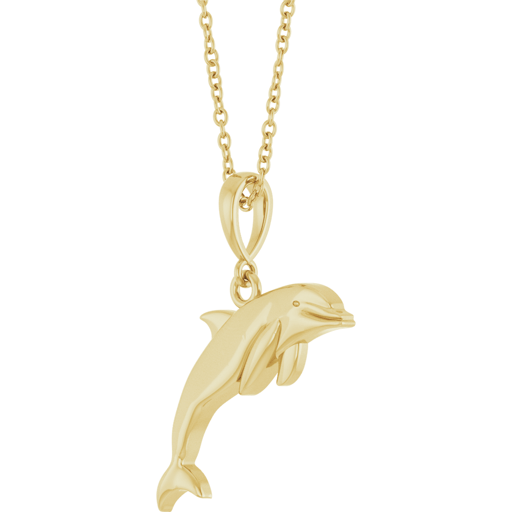 14K Yellow Gold Dolphin Necklace