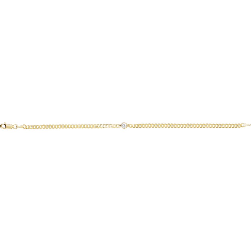 14K Yellow Gold 1/5 CT Natural Diamond Link 7" Bracelet