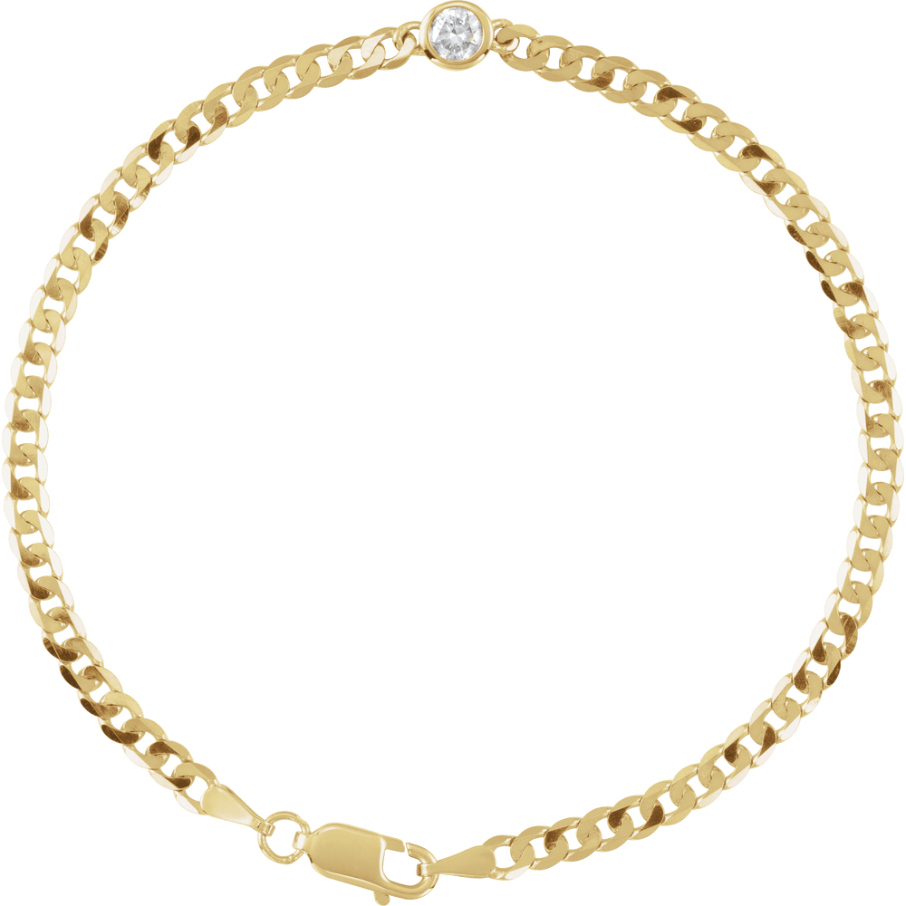 14K Yellow Gold 1/5 CT Natural Diamond Link 7" Bracelet