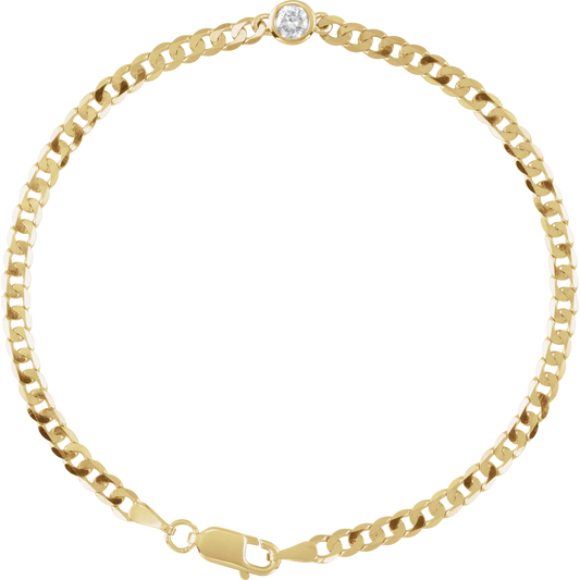 14K Yellow Gold 1/5 CT Natural Diamond Link 7" Bracelet