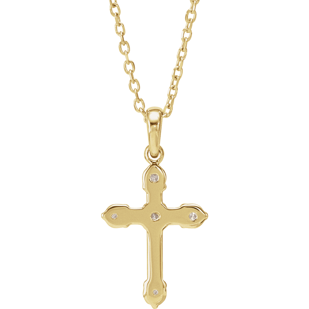 14K Yellow Gold 1/6 CTW Natural Diamond Cross Necklace