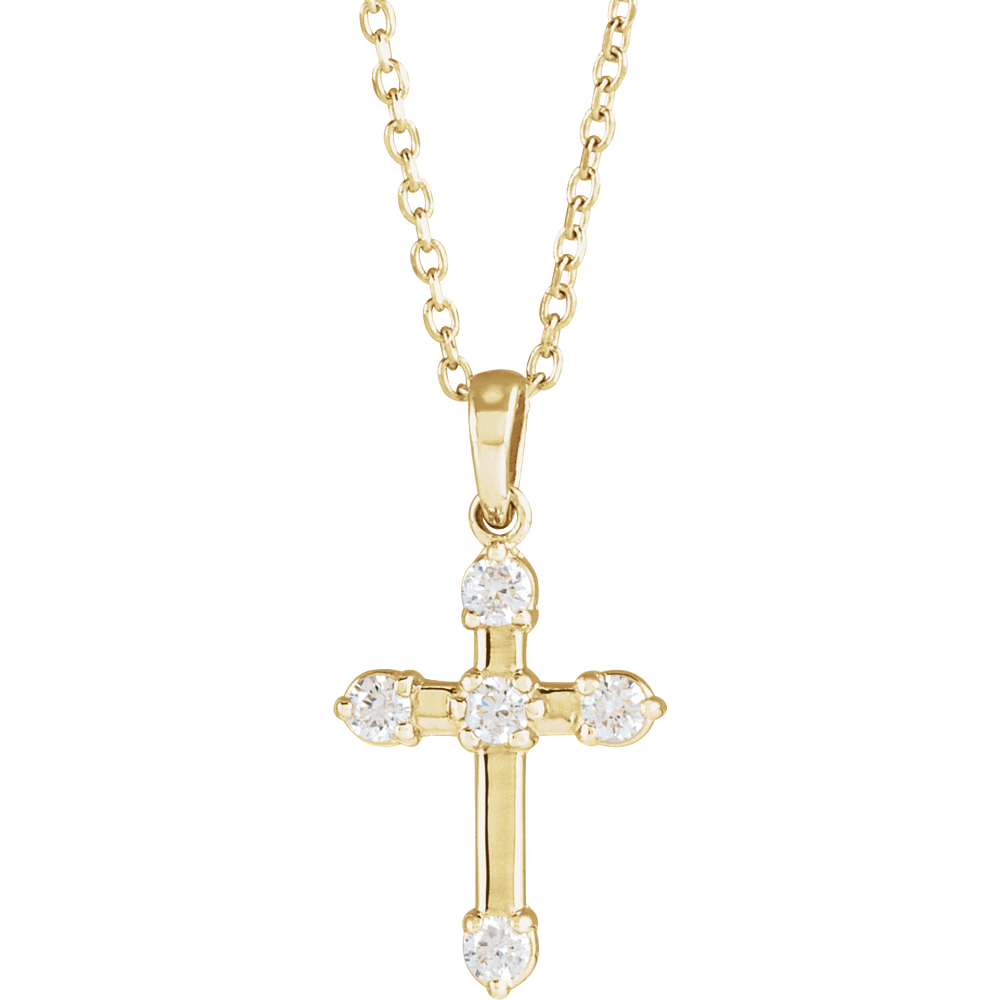 14K Yellow Gold 1/6 CTW Natural Diamond Cross Necklace