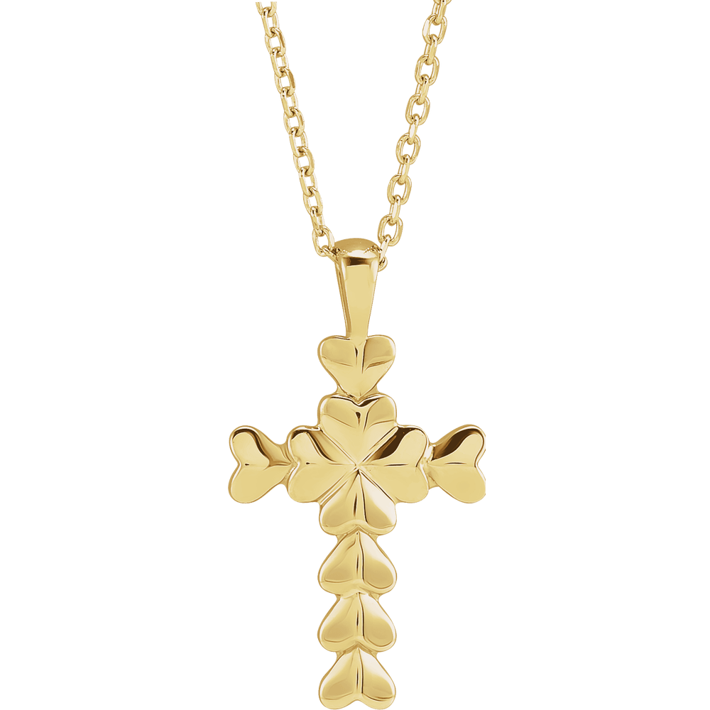 14K Yellow Gold Heart Cross Necklace